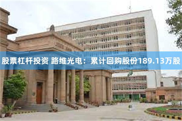 股票杠杆投资 路维光电：累计回购股份189.13万股